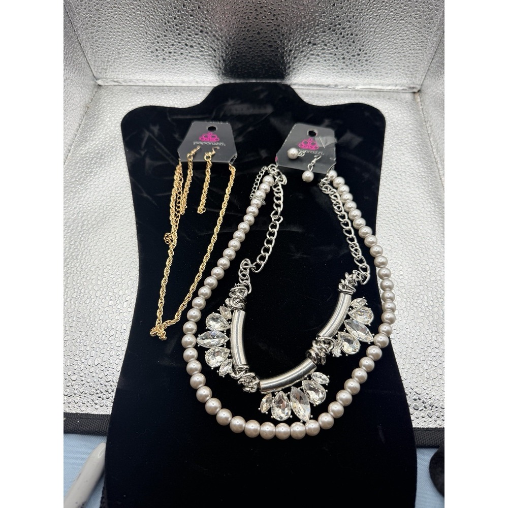 Paparazzi Jewelry Lot Of 2 Necklace And Earring Sets Gold & Silver Tone NWT